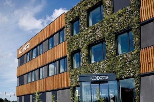 outdoor plant wall on food innovation house
